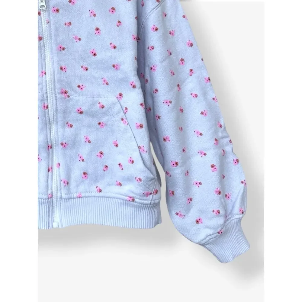 Zara Floral Shorts, Hoodie, Embroidered Fringed T-Shirt Set Size 5T Lavender
